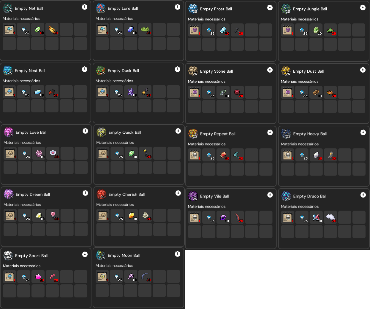 Imagem com a fabricação das pokébolas elementais